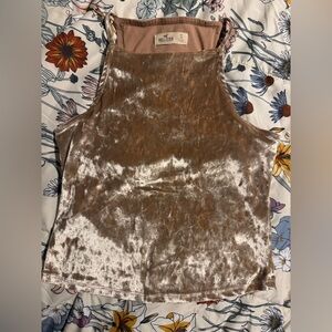 Hollister Women's Shimmering Tan Velvet Tank Top